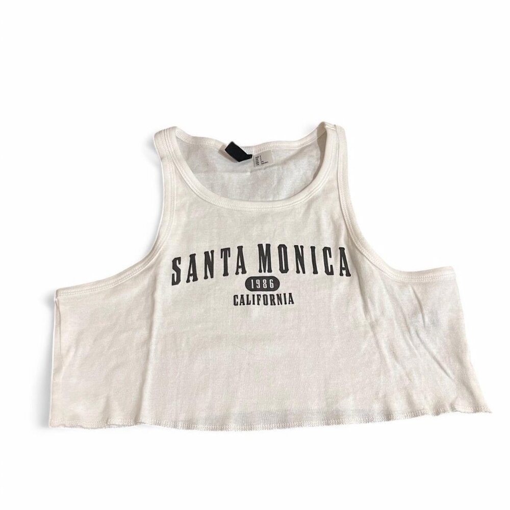 Santa Monica crop top size small but maybe runs a bit wide idk  W1